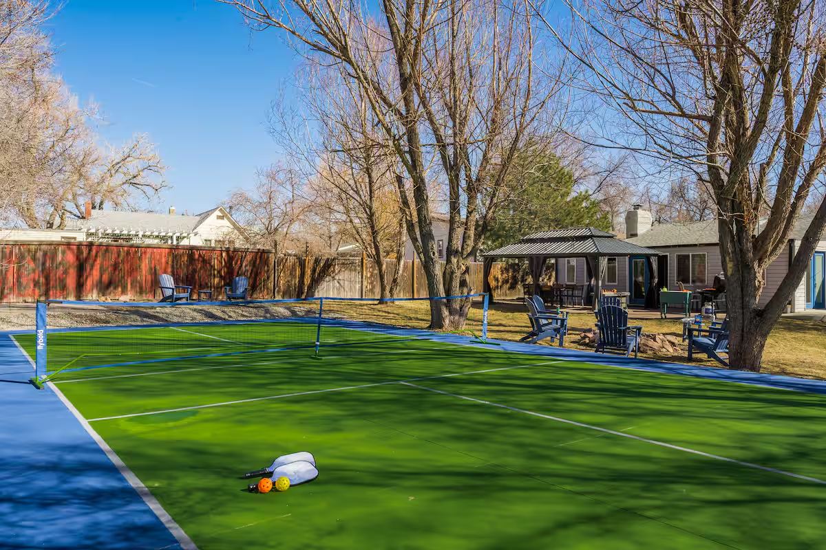 Off-market value-add Airbnb investment opportunity at 6051 Tennyson St, Arvada, Colorado, featuring a full-size pickleball court